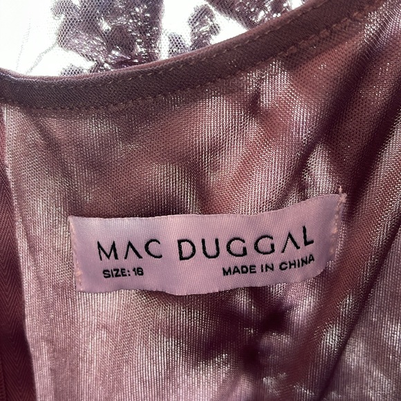 Mac Duggal - Aubergine Embellished Wrap Over 3/4 Sleeve Dress Size 18 - Picture 14 of 17